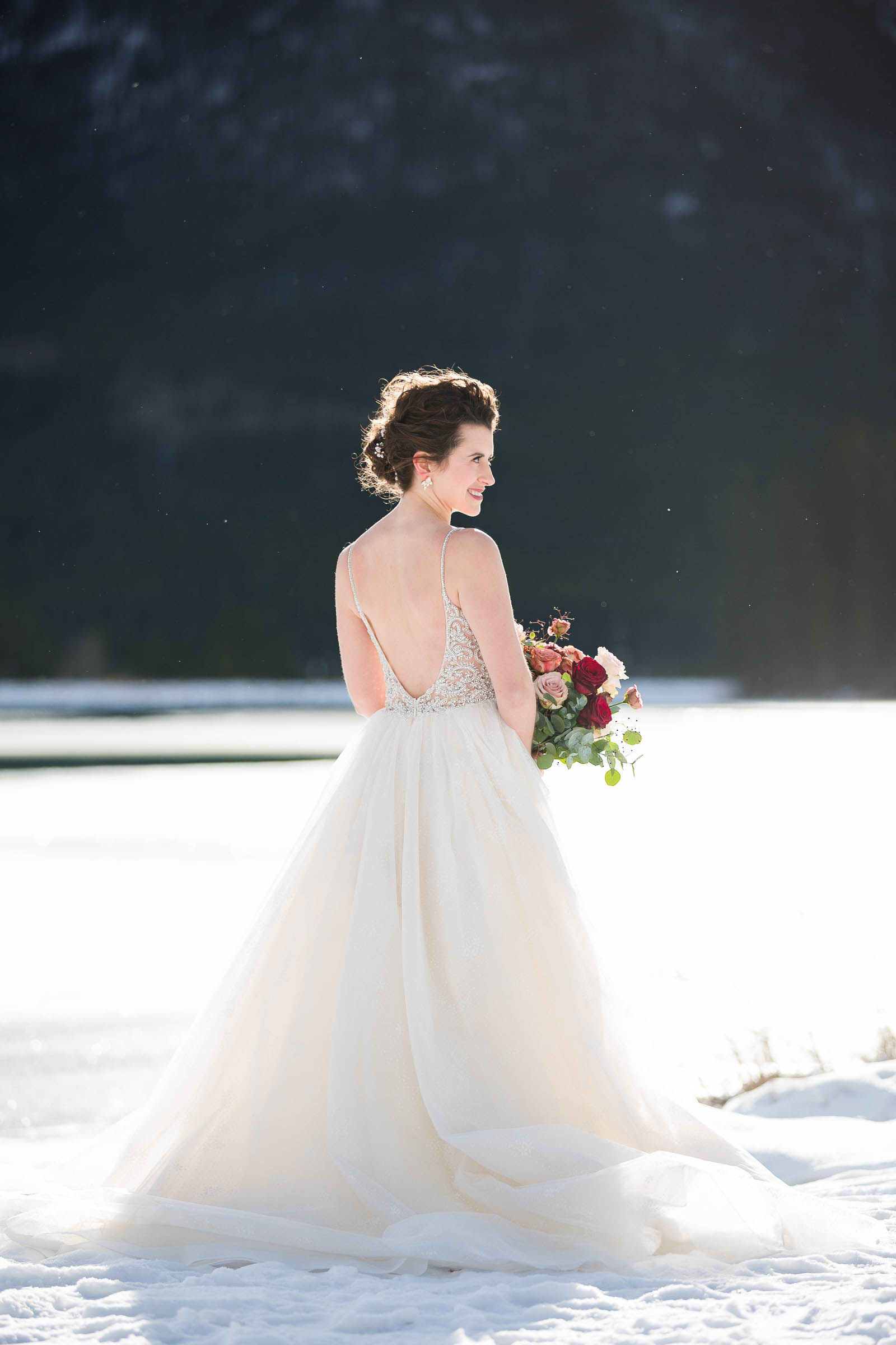 Elegant Bride in Sparkling Wedding Dress Winter Wedding Canada