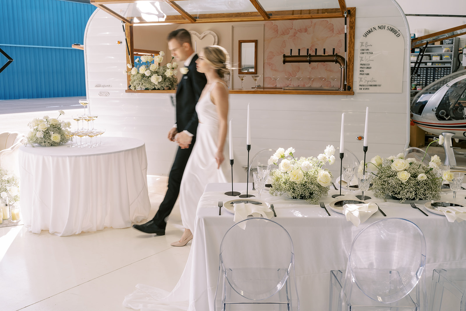 Monochromatic Airplane Hangar Styled Shoot